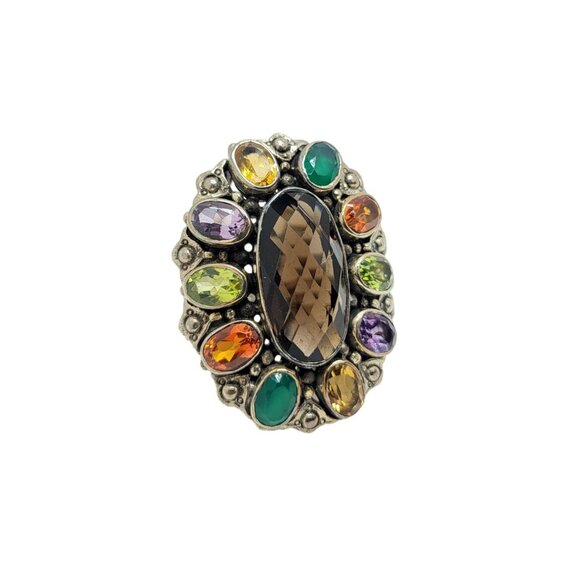 Nicky Butler Sz 6 RAJ Gemstone Ring Smokey Quartz Numbered .925 Sterling Silver - Picture 7 of 9